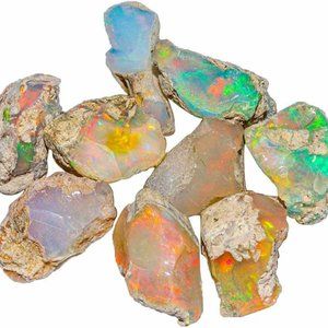 50.00 Cts. 100% Natural Raw Ethiopian Opal Fire Play Rough Cabochon Chakra Lot
